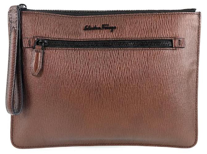 Borsa a mano in pelle Salvatore Ferragamo Marrone