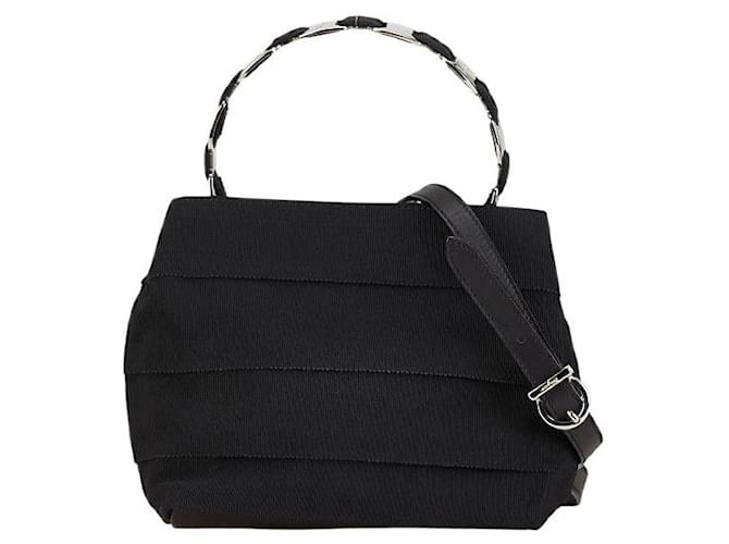 Borsa 2 in 1 in tela e pelle Vara di Salvatore Ferragamo Nero