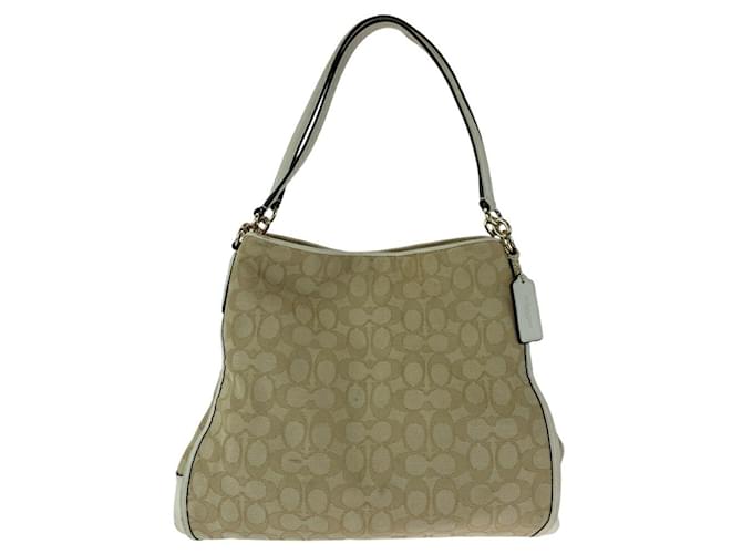Borsa 2way in tela firmata Coach F36424 Beige