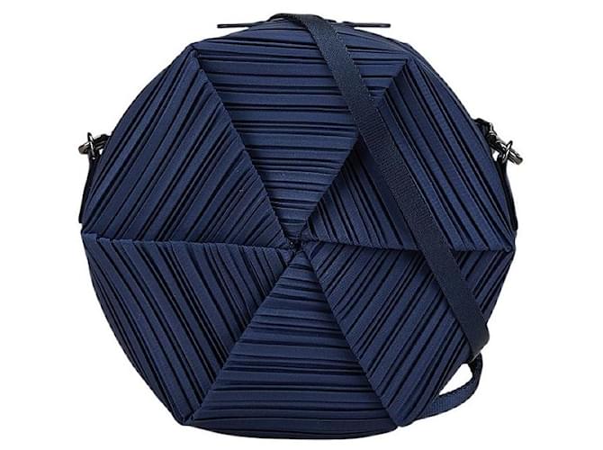 Borsa a spalla in poliestere Frozen Flower Pleats Please di Issey Miyake Blu
