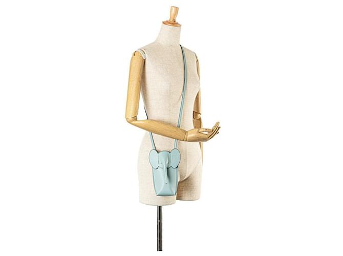 Borsa a spalla in pelle Elephant Pocket di Loewe Blu