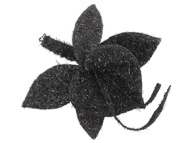 Spilla floreale in lana e poliestere Armani Nero