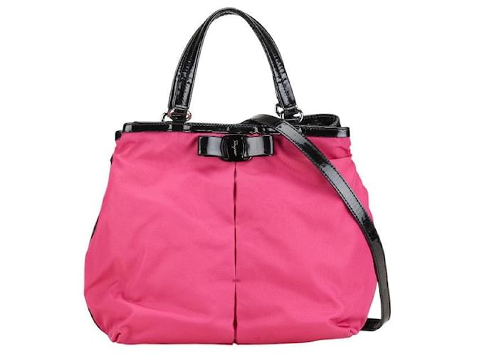 Borsa 2 in 1 in nylon e pelle Vara di Salvatore Ferragamo Rosa