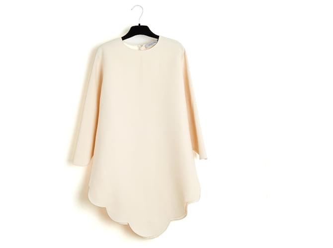 Valentino Garavani Valentino Top Tunica FR36 Ecru Lana e Seta Top Cappa UK8 US6 Crudo