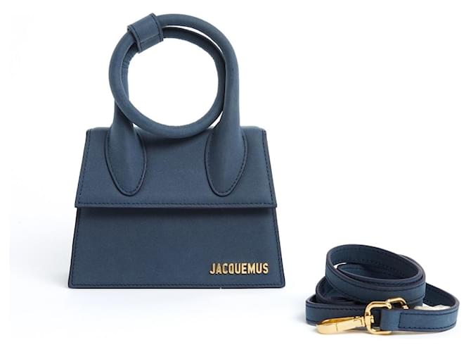 Jacquemus Sac Chiquito Noeud Tela Blu Scuro Chiquito Nodo Borsa a Mano Spalla Nuova Blu navy
