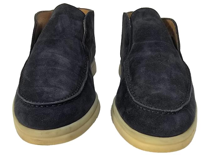 Stivaletti Loro Piana Open Walk in suede blu navy Nero