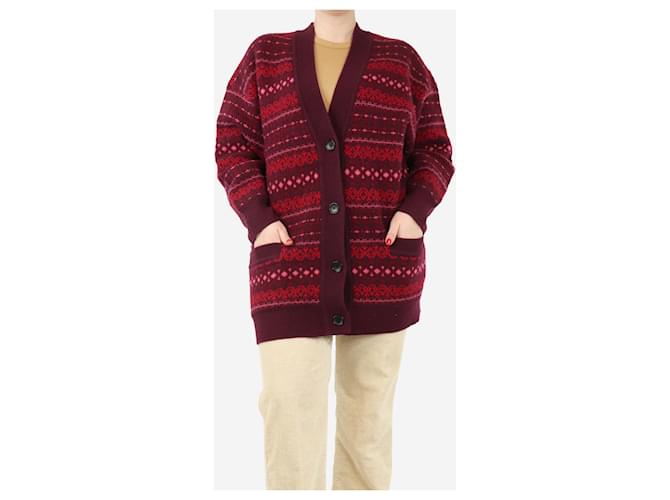 Isabel Marant Etoile Cardigan in lana Fair Isle bordeaux - taglia UK 12 Bordò