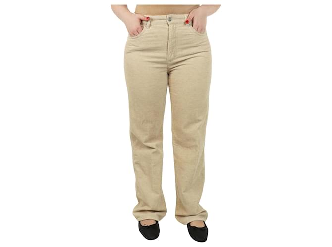 Isabel Marant Etoile Pantaloni in velluto a coste dritti neutri - taglia UK 12 Crudo