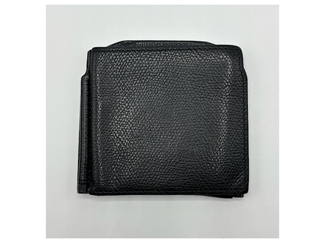 Portafoglio in pelle con clip per soldi doppio Valextra nero