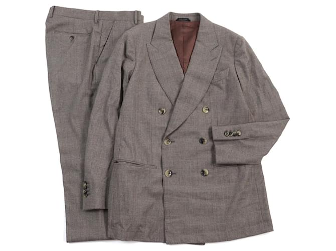 Completo in cashmere Giorgio Armani a quadri marrone 48R