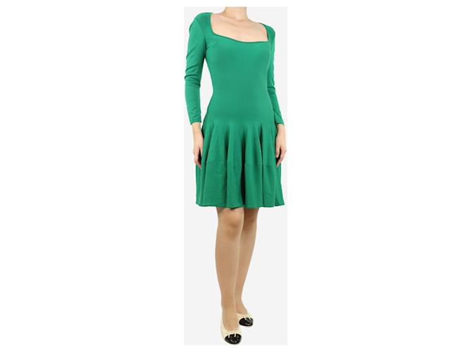 Alexander Mcqueen Abito mini in maglia verde a maniche lunghe - taglia XS