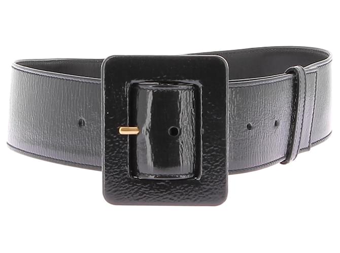 Cinture Yves Saint Laurent T.cm 90 in pelle verniciata Nero