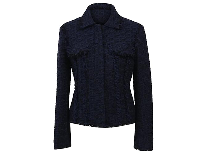 Giacca abbottonata Nina Ricci in tweed di lana Blu Blu navy