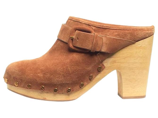 Veronica Beard Zoccoli in suede Tan Dacey - taglia EU 39,5 Marrone