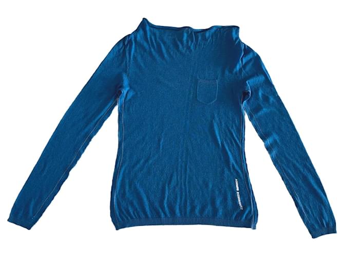 Maglione blu di Adolfo Dominguez con scollo a cappuccio taglia S