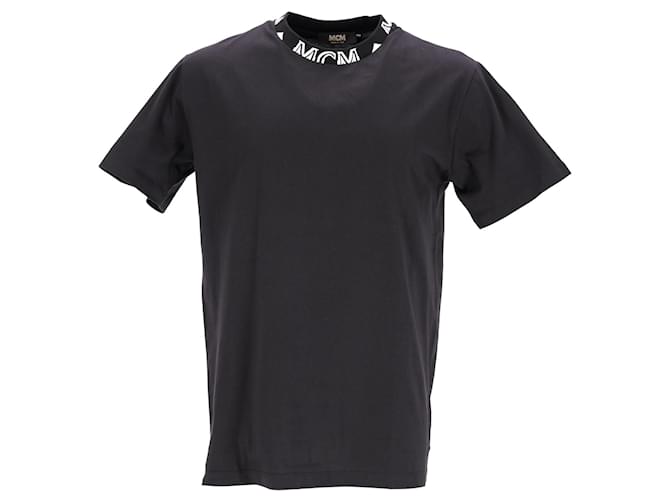 T-shirt logo MCM colletto Nero