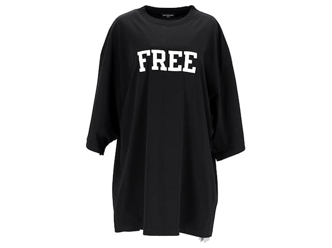 T-shirt larga con logo gratuito Balenciaga Nero