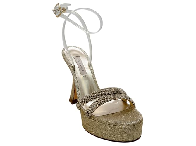 Sandali con piattaforma Casadei Honey Goldust Donna Hollywood Dazzle D'oro