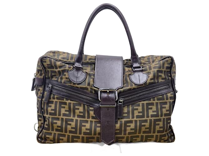 Baguette Borsa da viaggio Boston Fendi Zucca Zucchino Marrone