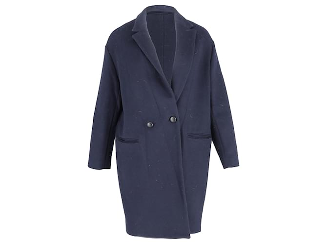 Cappotto doppiopetto Isabel Marant in lana blu navy Blu chiaro