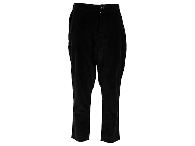 Pantaloni cropped in velluto a coste neri Ami Paris Nero