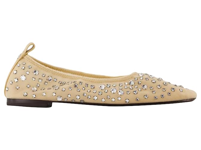 Ballerine di cristallo - Tory Burch - Nylon - Beige Bianco