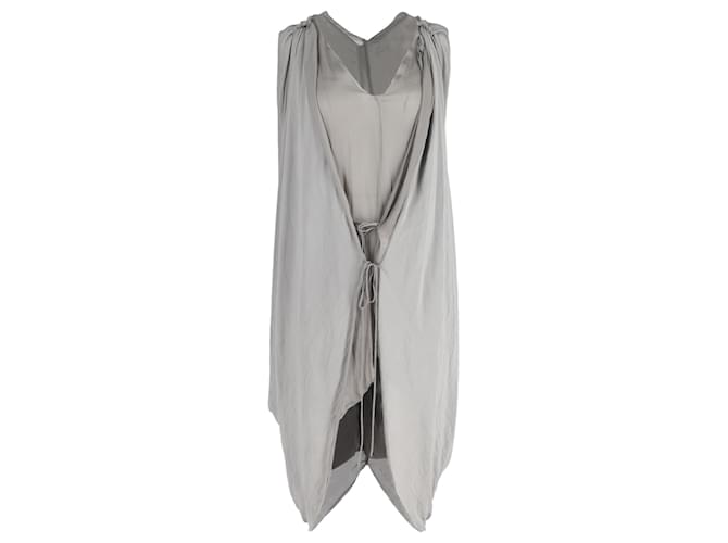 Abito midi drappeggiato Lanvin in lino grigio