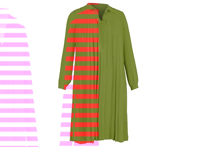 Abito plissettato A-Line Chloé in seta rossa Rosso