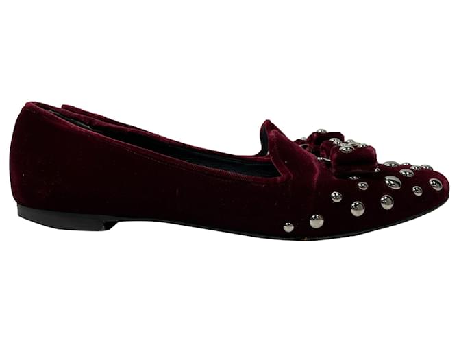 Ballerine in velluto bordeaux con dettaglio a fiocco borchiato Salvatore Ferragamo Rosso Bordò