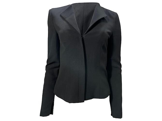 Blazer nero in lana con chiusura nascosta e colletto di Roland Mouret