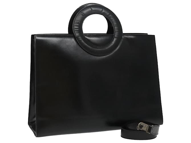 Céline Borsa a mano CELINE in pelle 2 vie nera argento autentica 98398 Nero