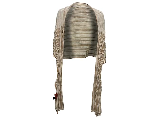 Sciarpa in maglia a righe Missoni in lana beige