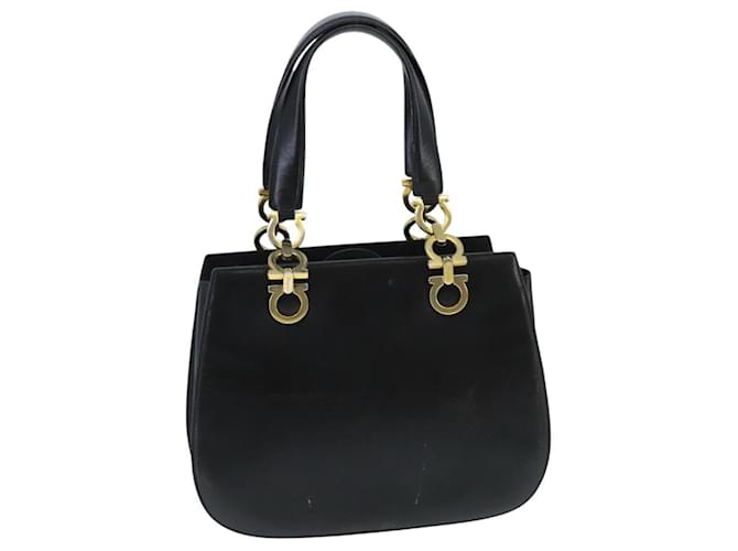 Borsa a mano in pelle nera e oro Gancini di Salvatore Ferragamo Auth bs19985 Nero D'oro