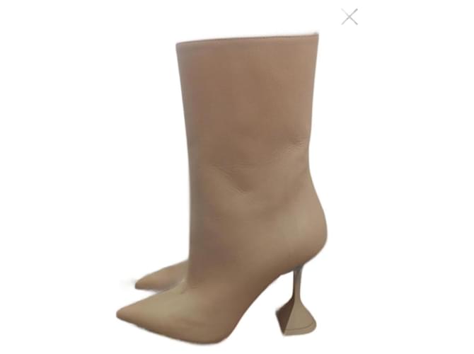 Amina Muaddi Ankle Boots Beige