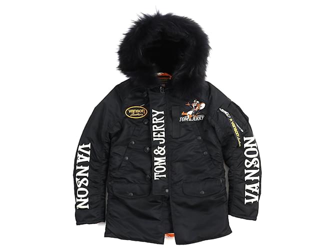 Autre Marque VANSON Tom & Jerry Giacca da volo in nylon nera S Nero