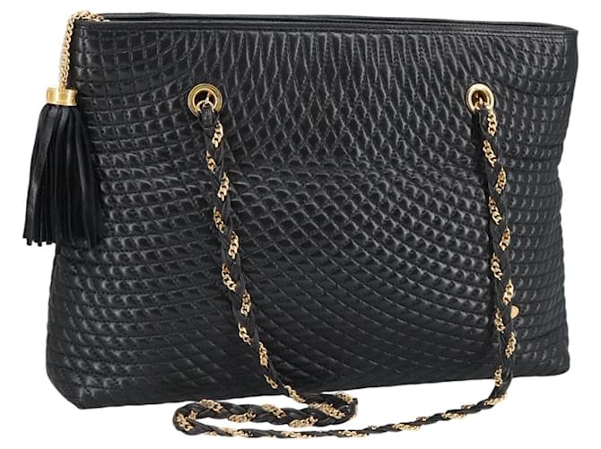 Borsa a spalla BALLY in pelle nera e oro Auth bs19977 Nero D'oro