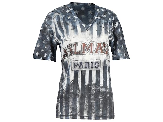 T-shirt a maniche corte oversize a righe Balmain in cotone multicolore