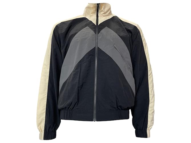 Giacca sportiva Kenzo Logo in poliamide nera con blocco di colore. Nero