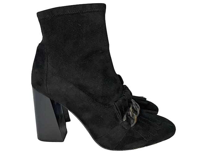 Stivaletti in suede con dettagli a catena Stuart Weitzman in suede nero