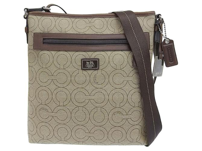 Borsa a Spalla Op Art Coach 70267 Beige Marrone