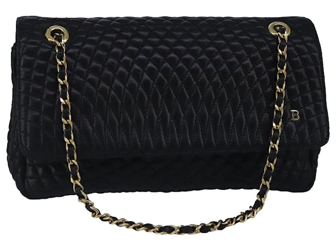 BALLY Borsa a spalla con catena in pelle nera Auth 99505 Nero