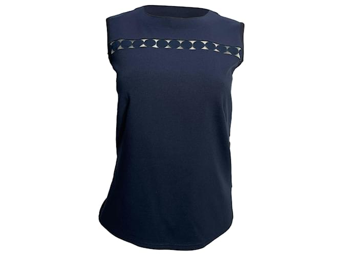 Top in jersey stretch Akris in cotone blu navy