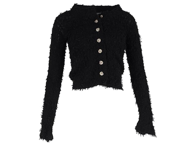 Cardigan in tweed nero in nylon con bottoni decorati Dolce & Gabbana