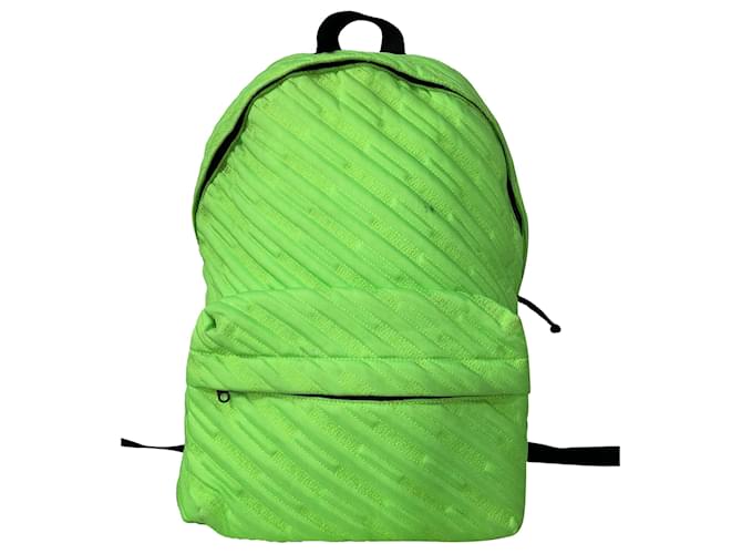 Zaino trapuntato con logo Explorer di Balenciaga in nylon verde neon Nero