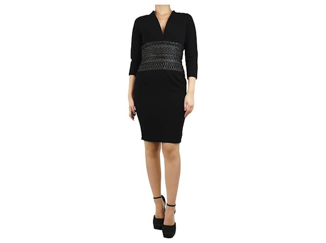 Alexandre Vauthier Abito midi in lana nera con scollo a V - taglia UK 12 Nero