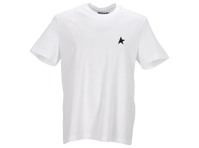 T-shirt bianco Golden Goose con logo e stella verdi a contrasto