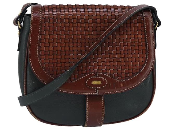 BALLY Borsa a Spalla in Pelle Marrone Verde Auth ti2296