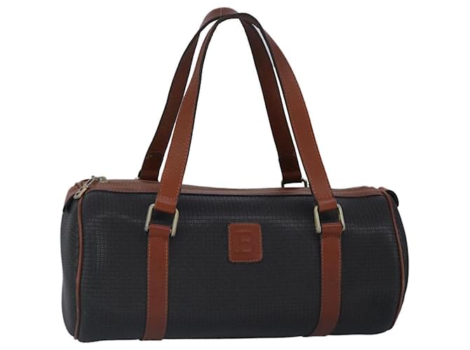 BALLY Borsa a mano in PVC pelle nera marrone Auth ti2289 Nero