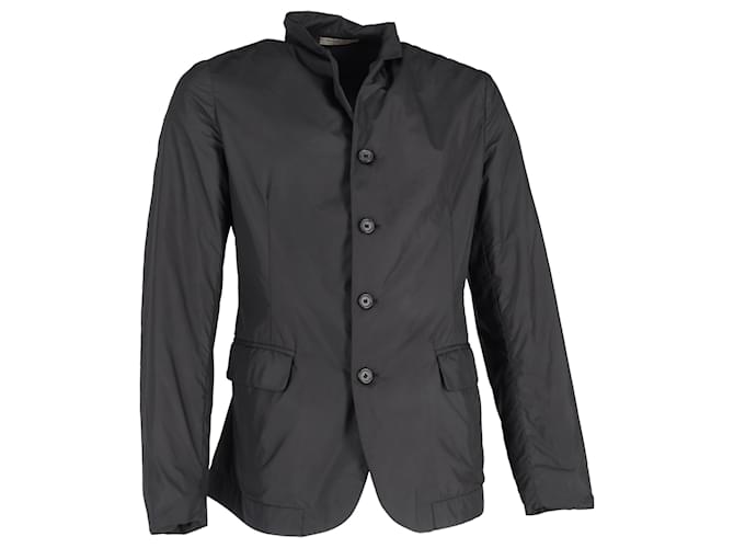 Blazer monopetto in nylon nero di Bottega Veneta