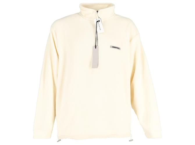Giacca in pile con mezza zip Fear of God Essentials in poliestere crema Bianco Crudo